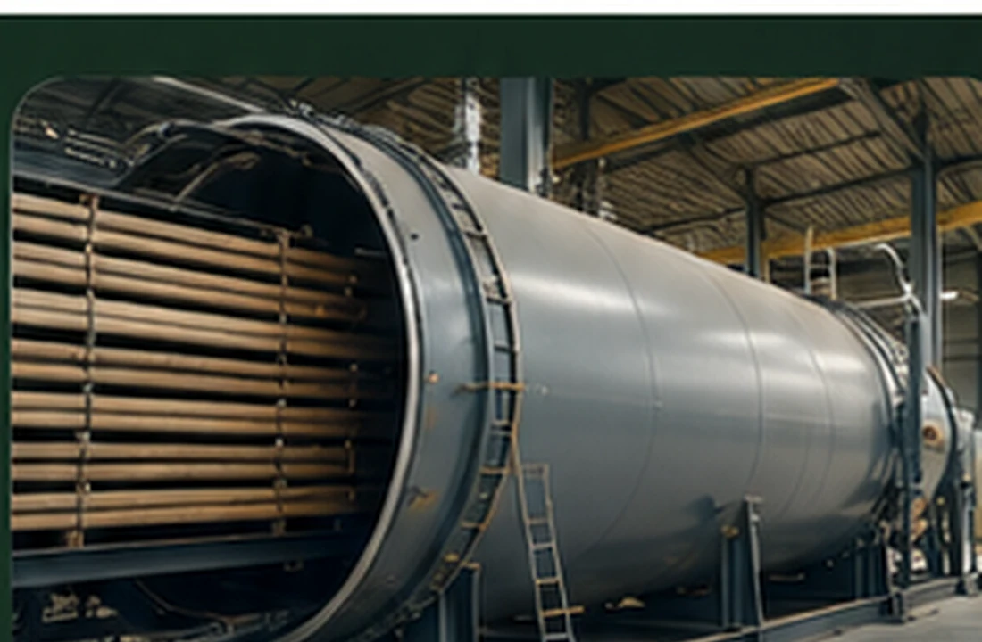 Autoclave industrial utilizada no tratamento preservativo da madeira